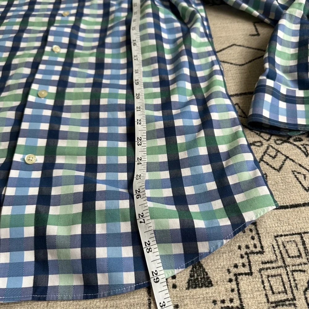 Men's Banana Republic Shirt, Blue & Green Plaid, Size M